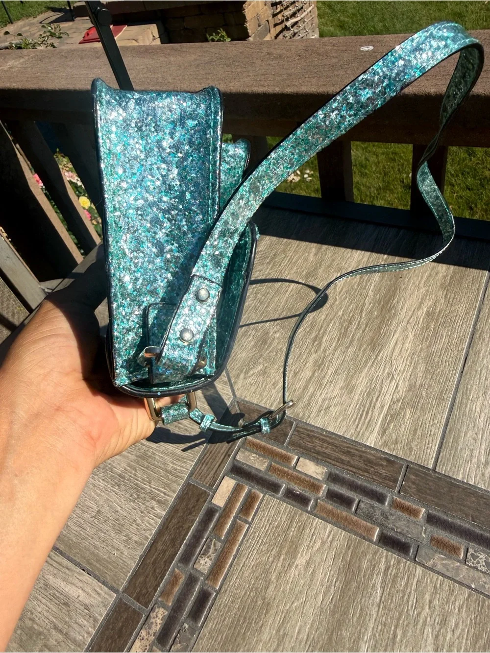 NWOT Kate Spade New York Glitter Turquoise Teal Scout Bag Crossbody
